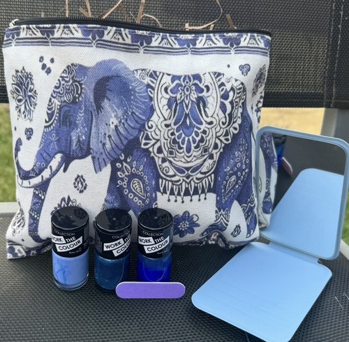 Blue nail polish - , in